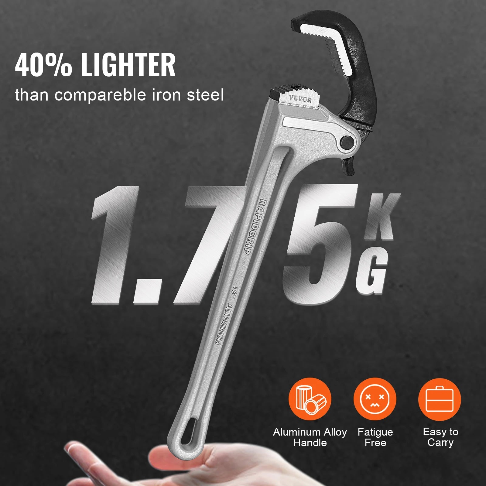 18" aluminiumsrørtang med automatisk kæbejustering