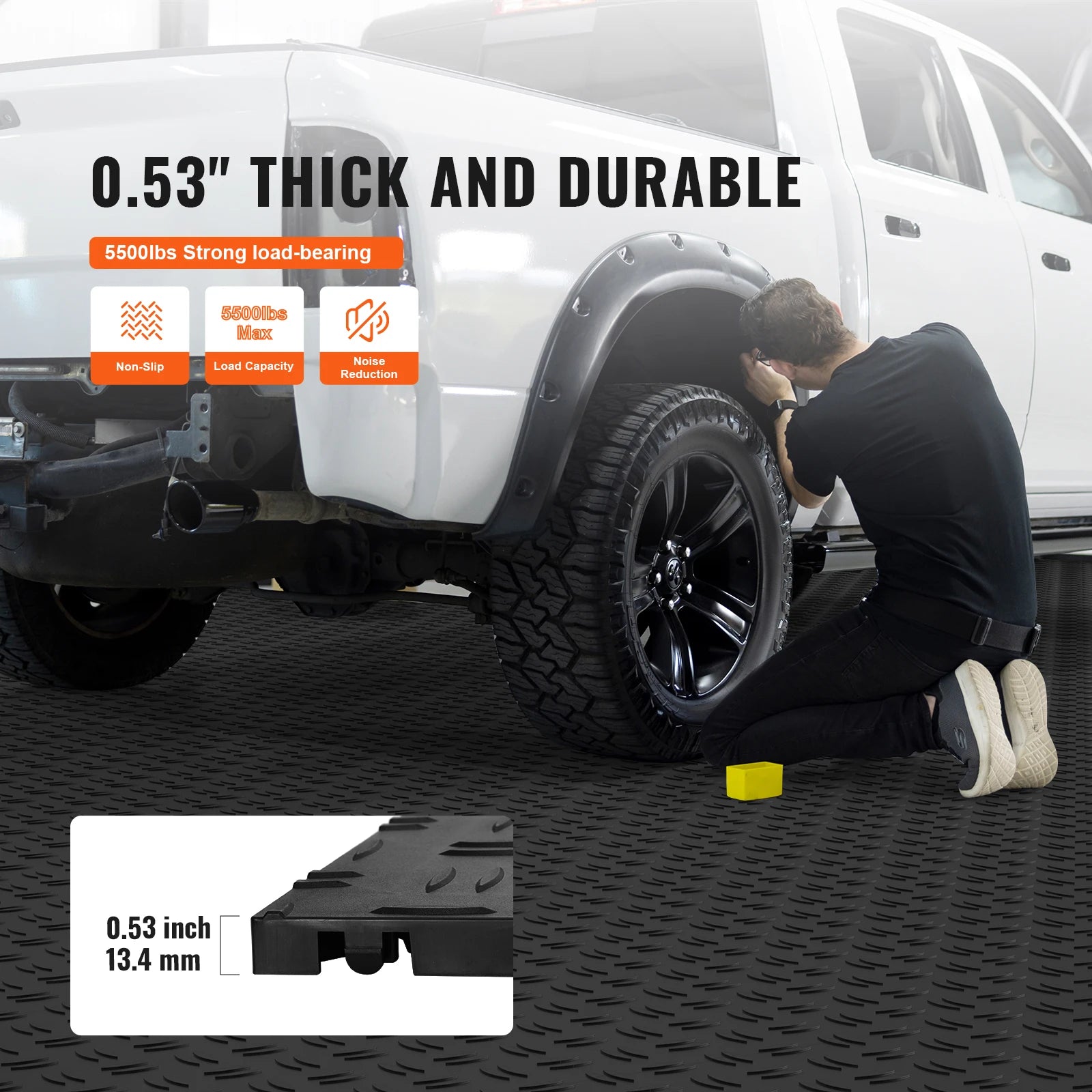 SucceBuy Garage Fliser Eksempel: Interlocking 12 tommer 25/50 stykker Garage Gulvbelægning Fliser Non-Slip Dobbeltsidet Struktur til Garager Reparation