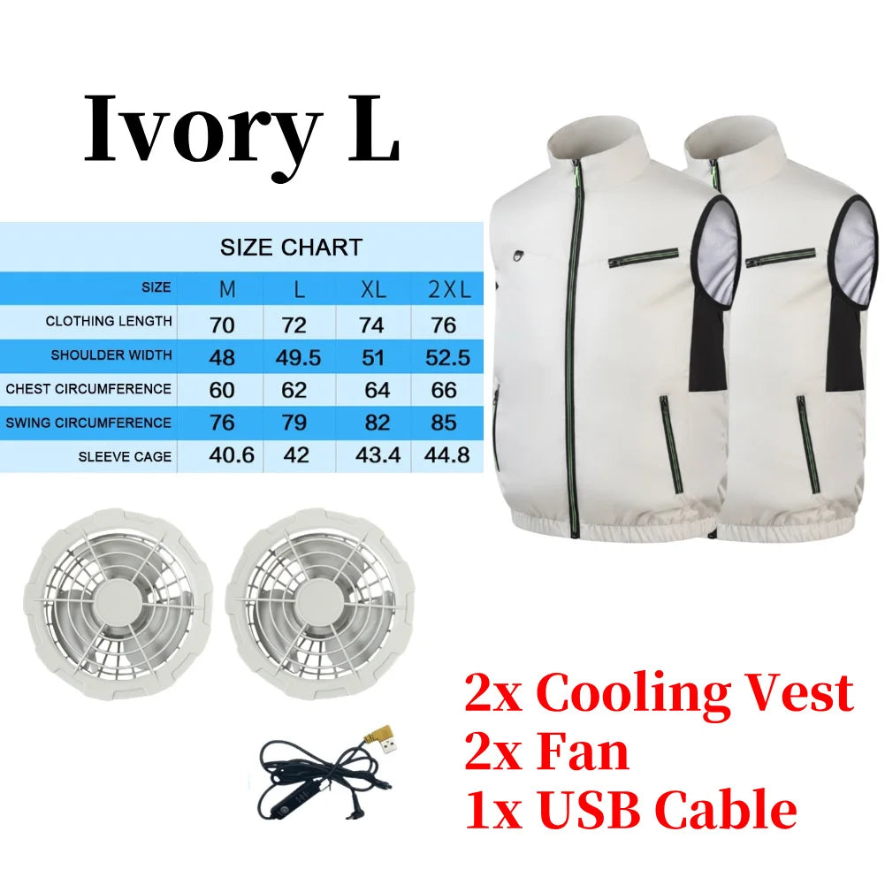 Cooling Vest Ice Fan Vest Heat Resistant for Summer Camping Fishing Hot Weather Work Fishing Vest Hiking Air-conditioned Clothes