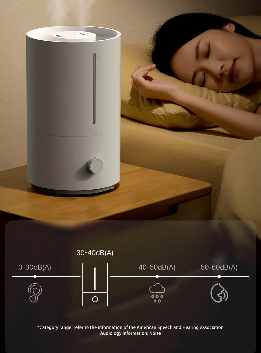 Xiaomi Luftfuktare 2 4L Tyst Dimma Luftfuktighetskontroll 300mL/h