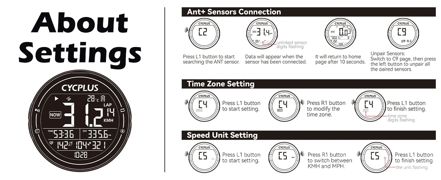 CYCPLUS M2 Wireless GPS Bicycle Computer ANT+ Bluetooth Cycling Road Bike MTB Waterproof Speed Meter Cadence Power Accessories