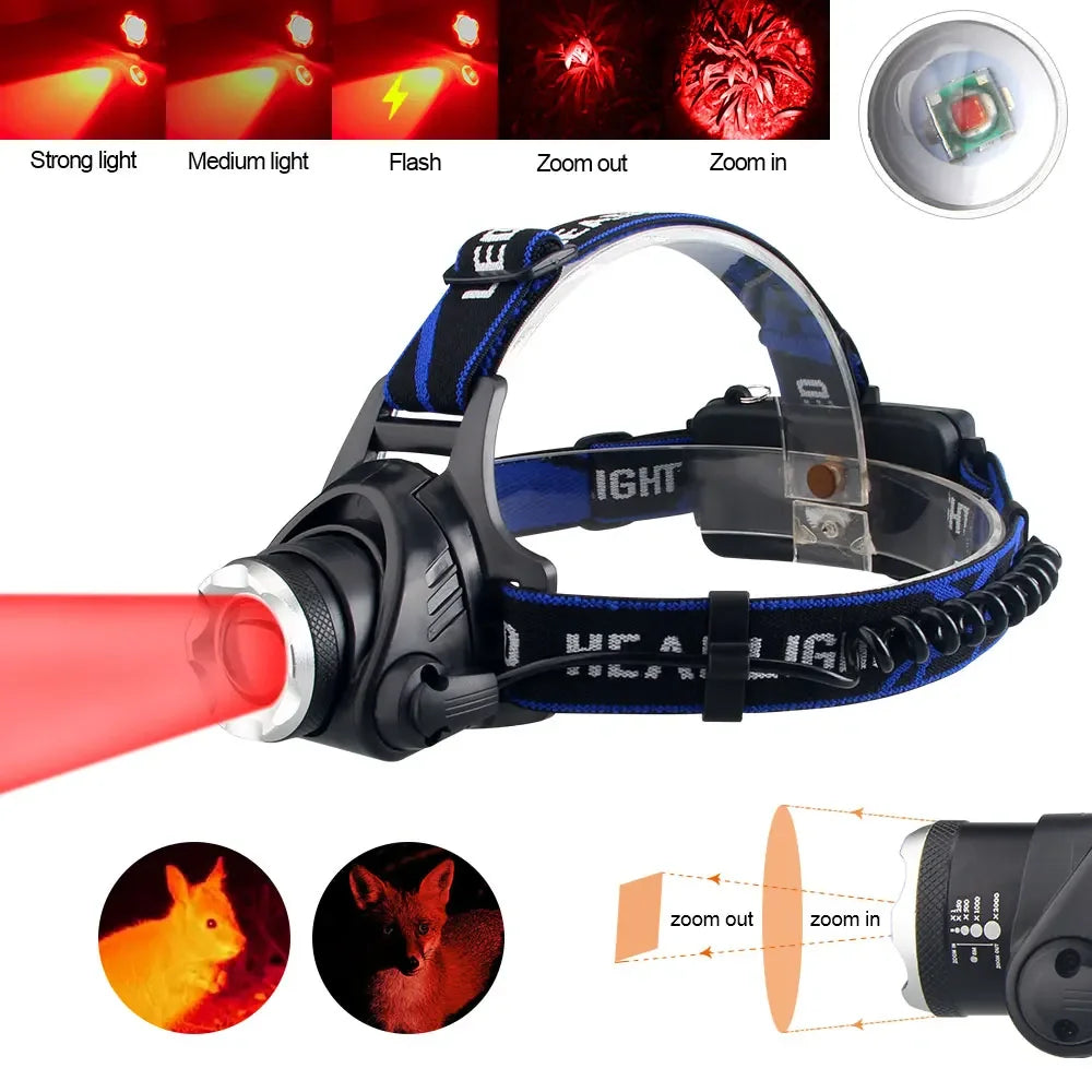 Zoomable Headlamp, Red/Green/395nm UV Options
