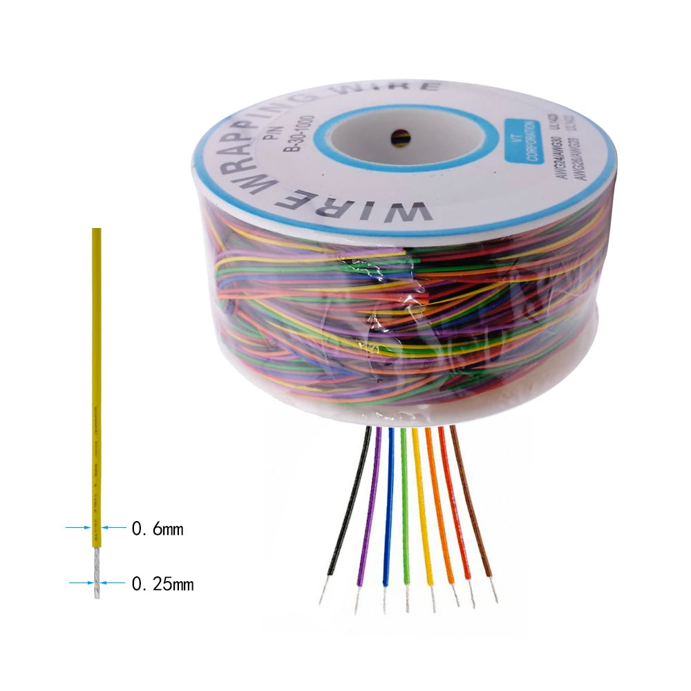Värikoodattu hyppylanka, 30 AWG, 250 m:n rulla