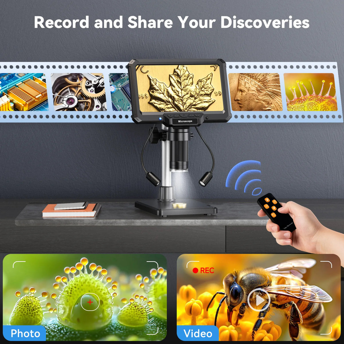 7-Inch Digital Microscope with Stand