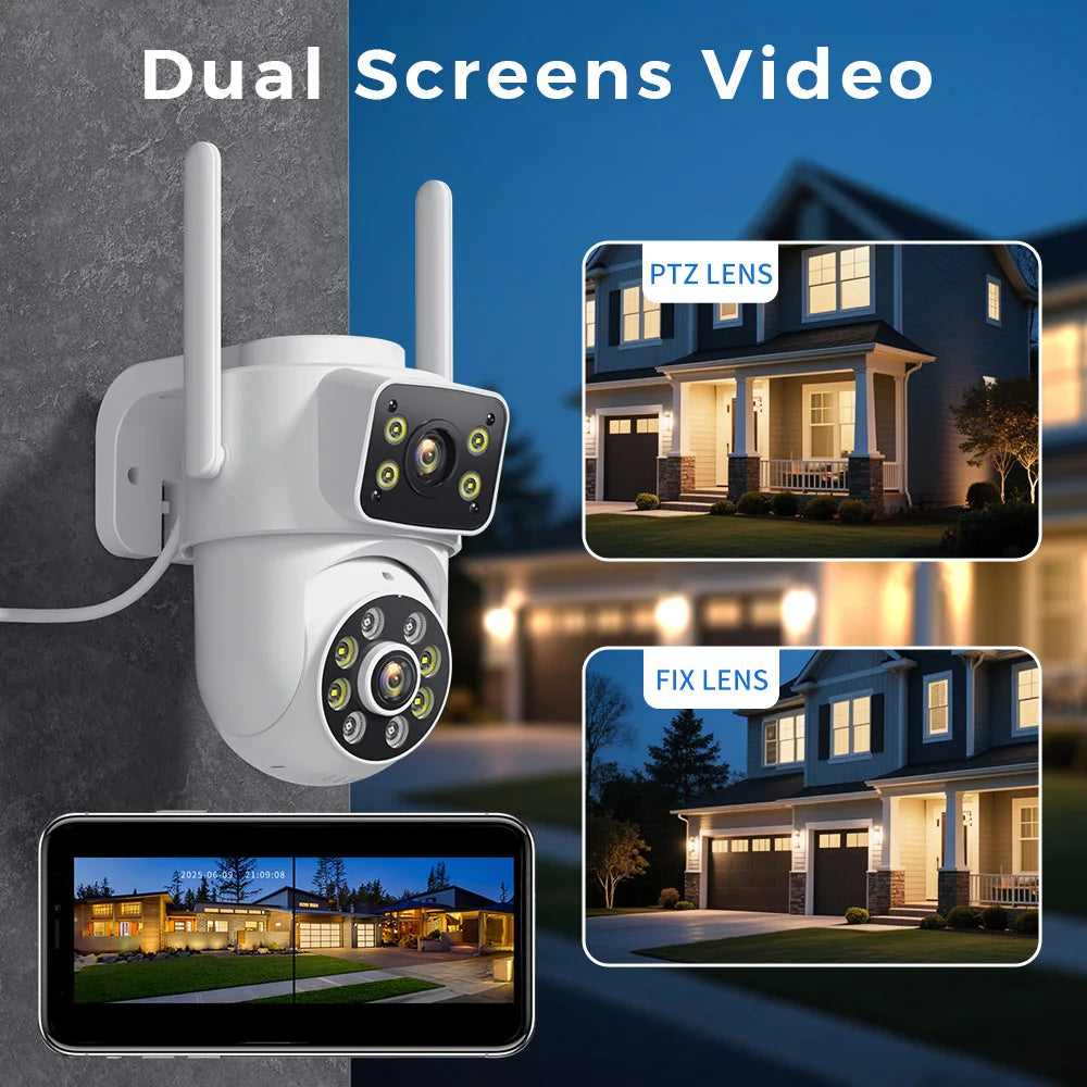 Outdoor Wireless Security Camera 12MP Dual Lens PTZ