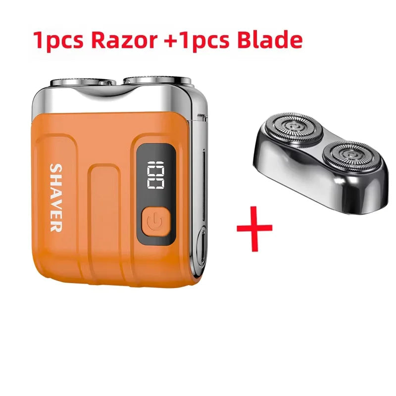 Mini Electric Shaver with Dual Blades & Digital Display