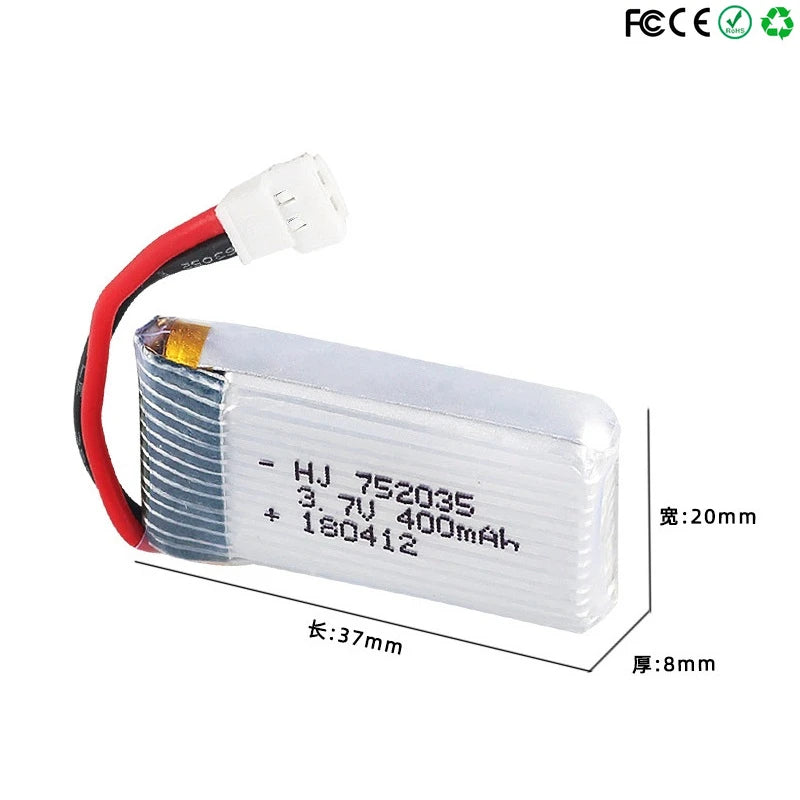 3.7 V 400 mAh RC-batteri och laddare - alternativ