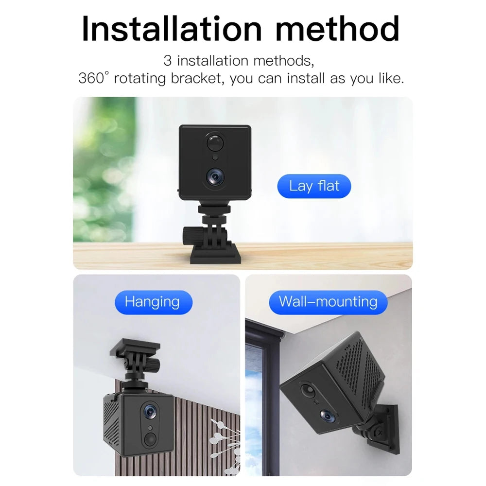 5MP Mini Camera 3000mAh Battery 64GB 4G SIM Card Surveillance Wifi Night Vision Motion Detection CCTV Two-way voice IP Camera