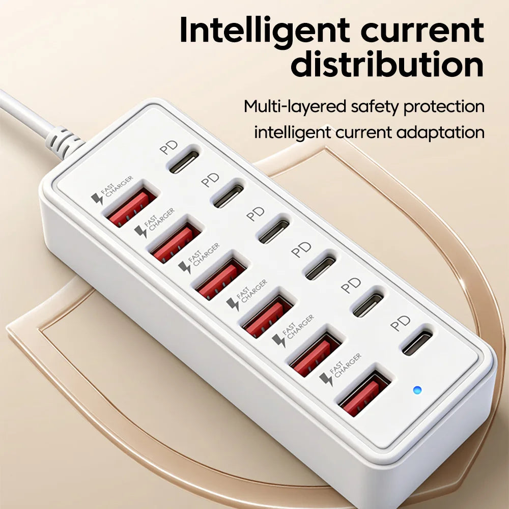 Chargeur de bureau à douze ports USB-A et USB-C