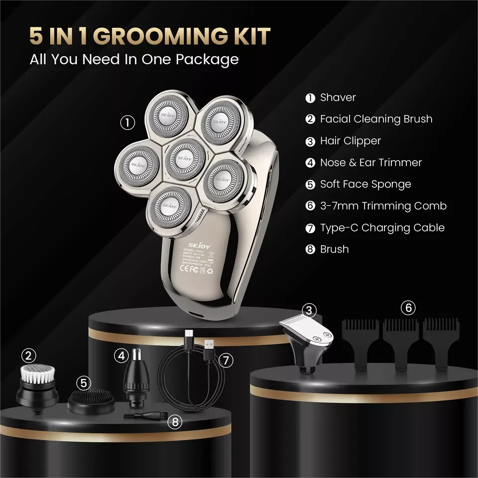 Electric Shaver for Men 5‑in‑1 Grooming Kit