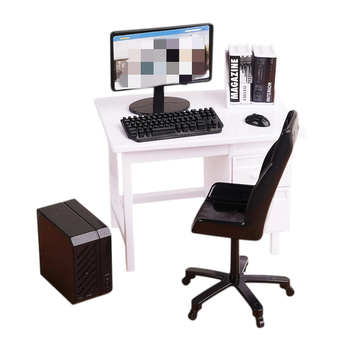 Miniature Office Desk Scene, Grey or White