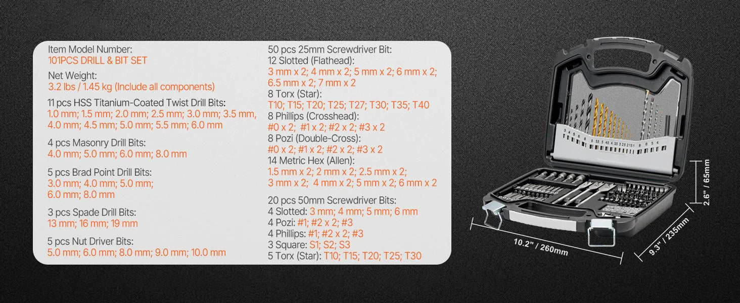 Drill Bit & Screwdriver Set 70–318 Pieces with Case