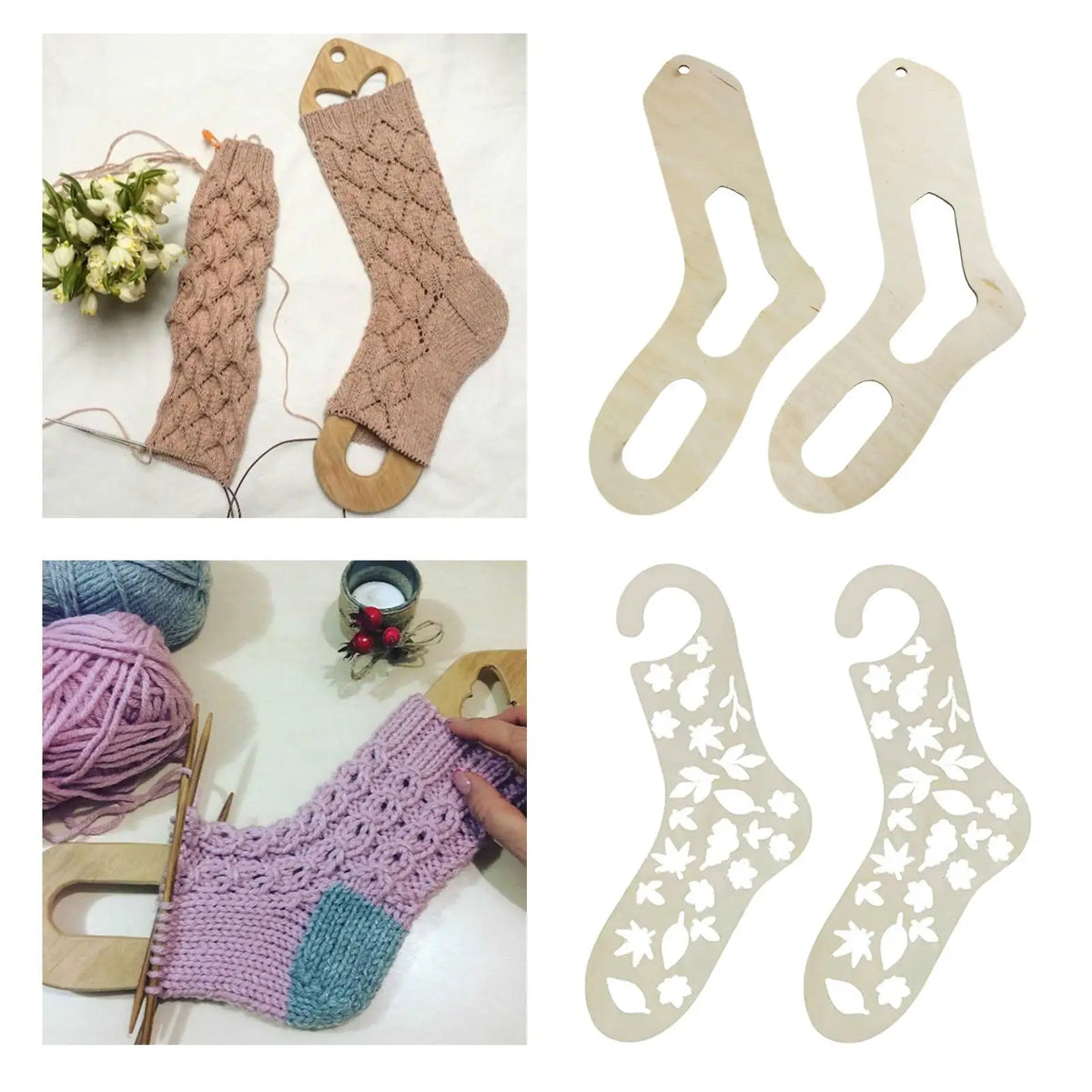 Wooden Sock Blockers — Pair