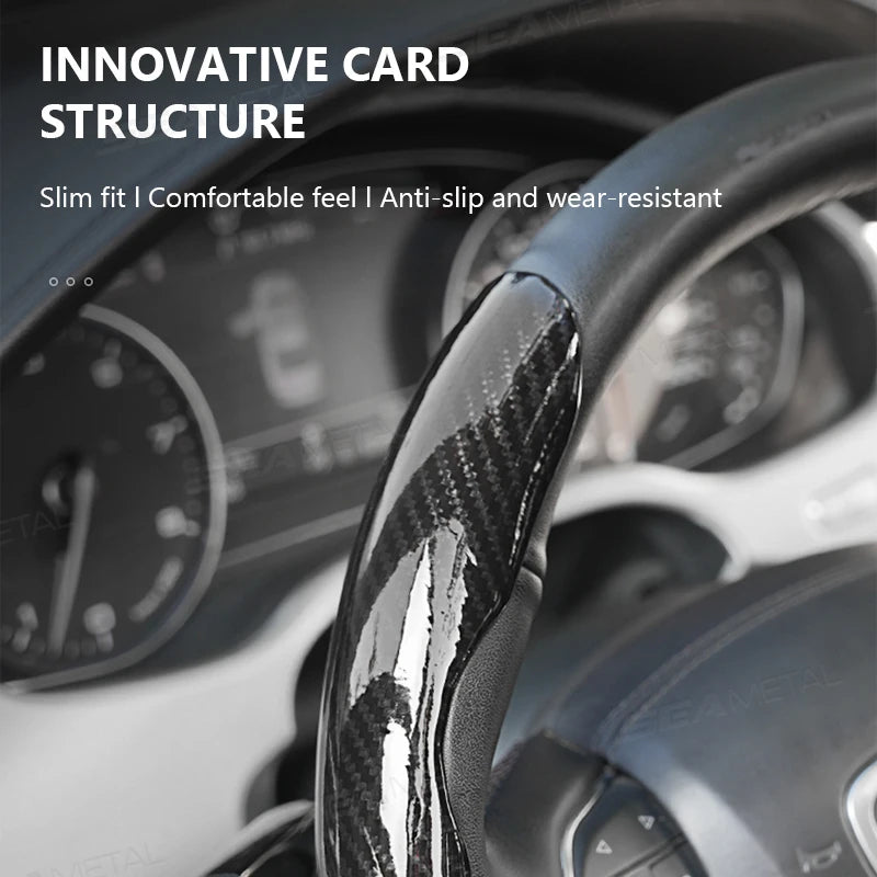 SEAMETAL Car Steering Wheel Cover Self-Adhesive Steer Wheel Hard Shell Protection Cover Anti-Scratch 37-39cm Steering Protector