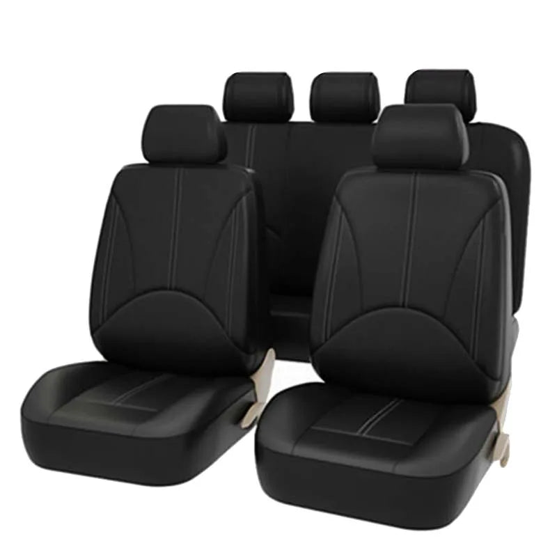 PU Leather Car Seat Cover Set Breathable Vehicle Seat Cushion Full Surround Cover for Car Compatible with Airbag Fit 5-Seat Auto