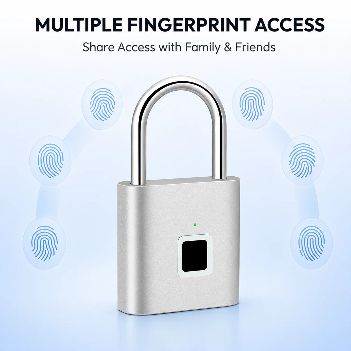 Fingerprint Padlock, Built-in Rechargeable Battery, Outdoor Waterproof, Easy to Use