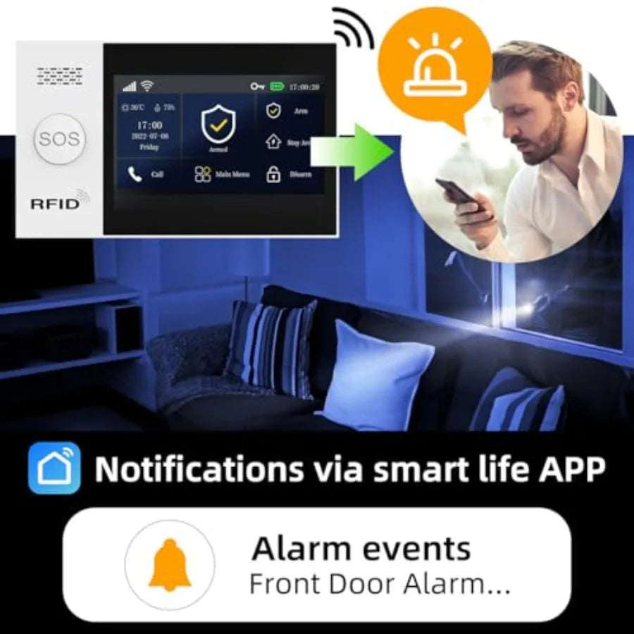 Wireless Touch Screen Home Security Alarm with Motion Detection