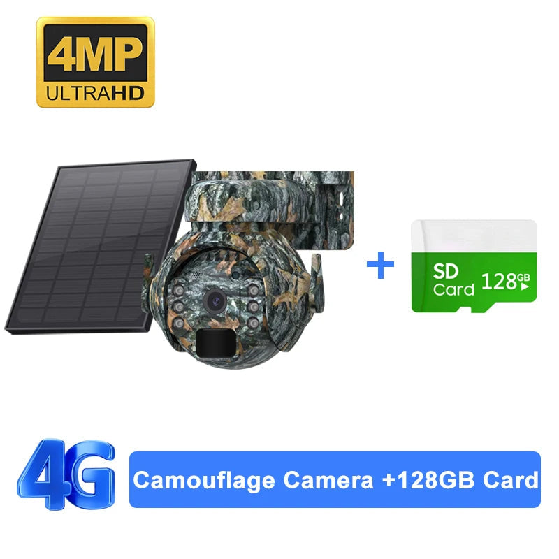 SHIWOJIA 12X ZOOM 4K 8MP Solar Camera Dual lens 4G 360° View Camouflage Color Outdoor Hunting Camera 7800mAh Battery Ubox app