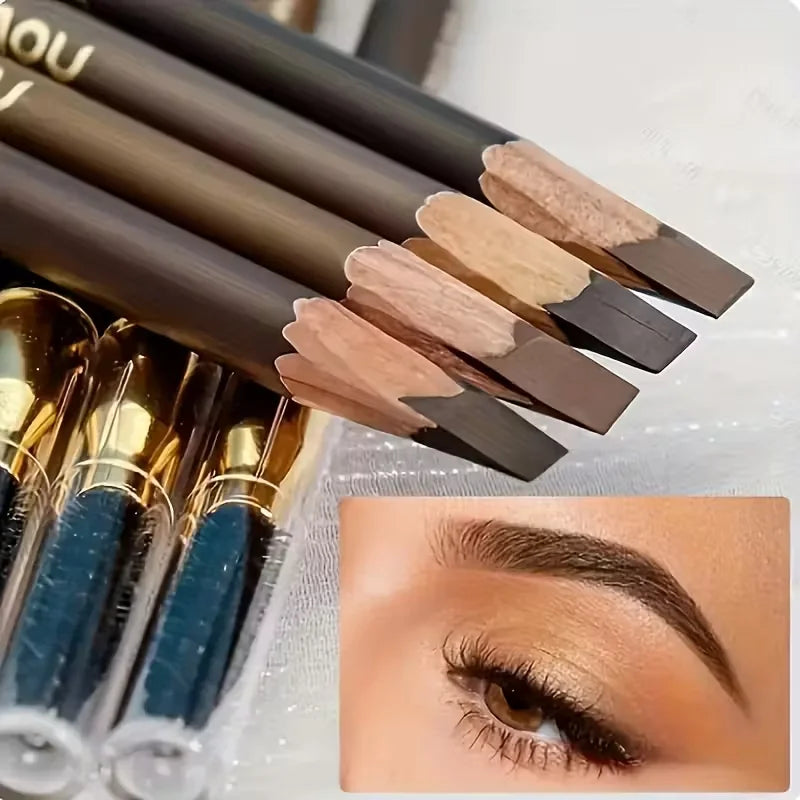 4 Pack Waterproof Eyebrow Pencils with Spoolie for Natural Brows