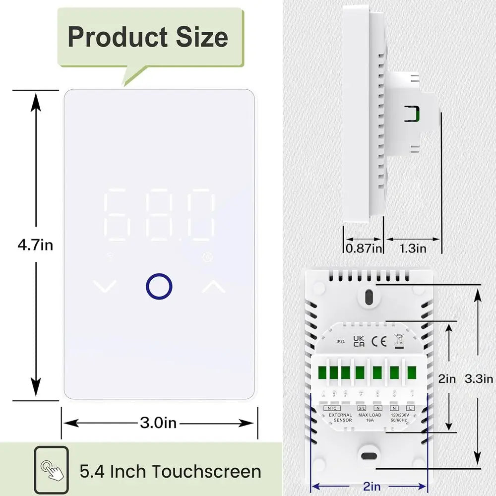 Smart Floor Heating Thermostat with Touchscreen & App Control