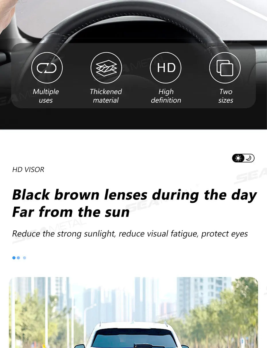 SEAMETAL Flip-On Car Sun Visor Polarized Lens Summer Anti-Glare Driving Goggle Universal UV-Blocking Sunshade Night Vision Lens