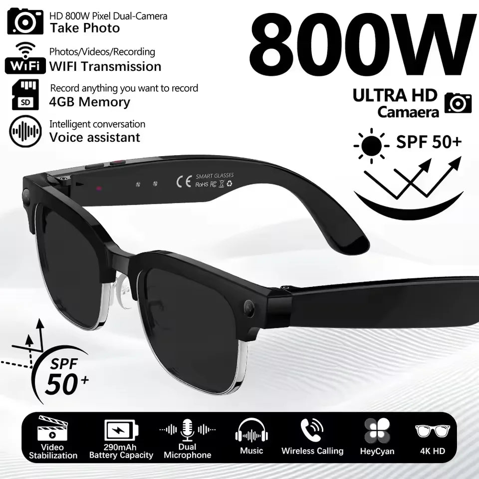 AI Smart Glasses with Camera, Calls, Translation & Audio