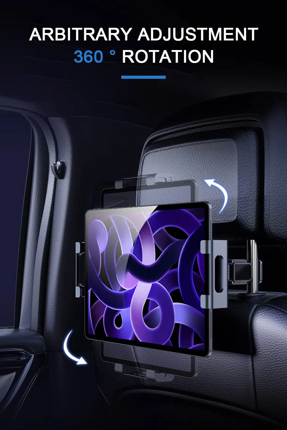 Car Rear Seat Telescopic Tablet Holder for 4-12.9 Inch Devices