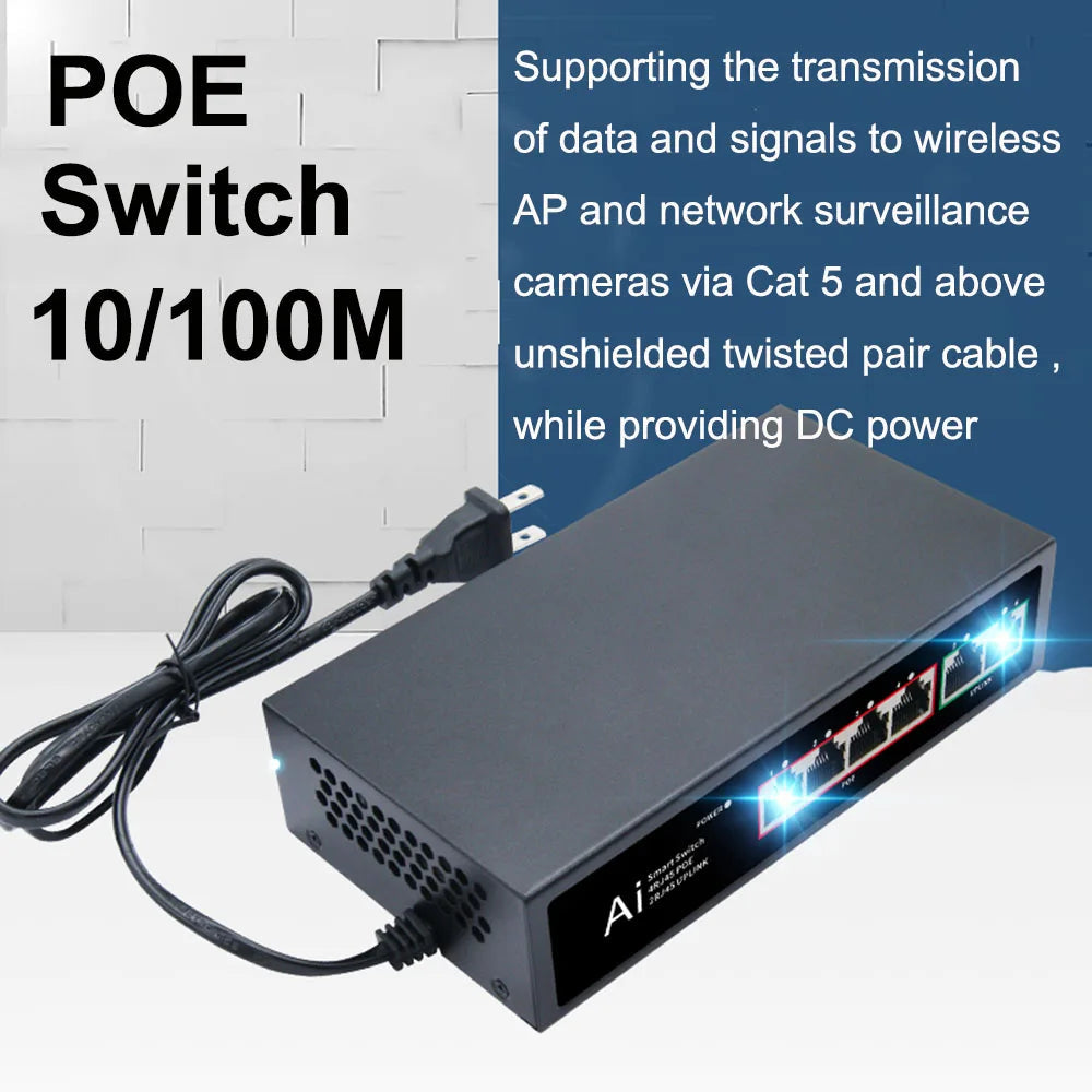 Ienron POE Switch 6/10 Ports 100Mbps Ethernet Switch POE ieee802.3af/at Network Switch Ethernet For Wifi Router IP Camera