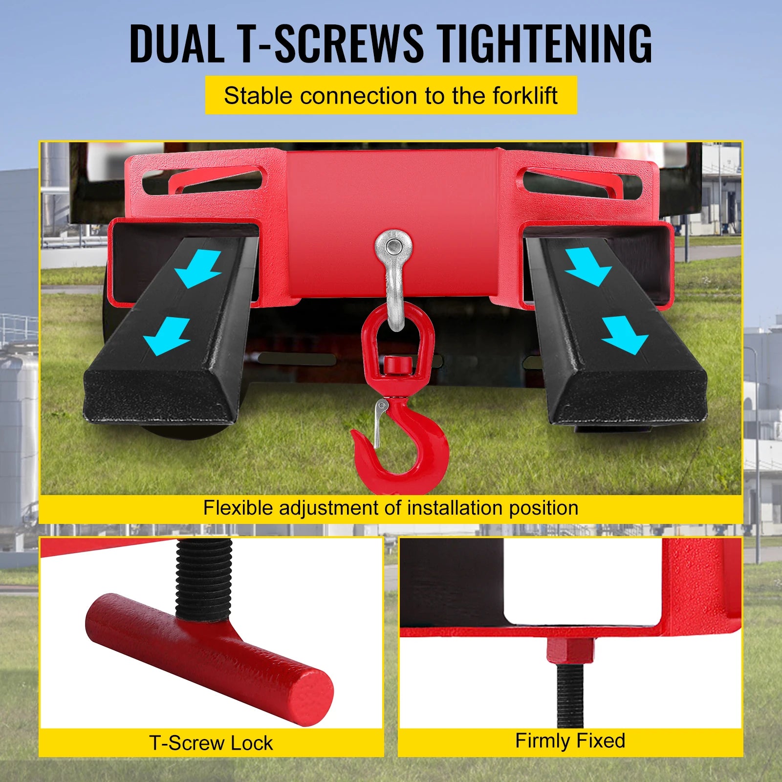 Forklift Lifting Hook 3 Ton (6600 lbs) Swivel Hoist Attachment