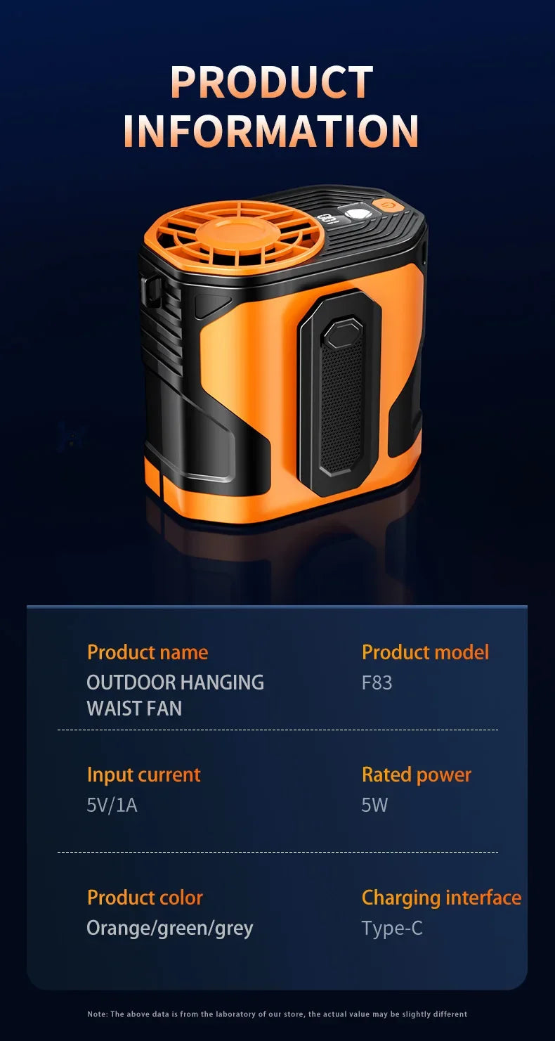 Xiaomi 2025 Waist-hanging Fan High-speed Portable Waist-clip Outdoor Construction Site Cool Down USB Mini Neck-hanging