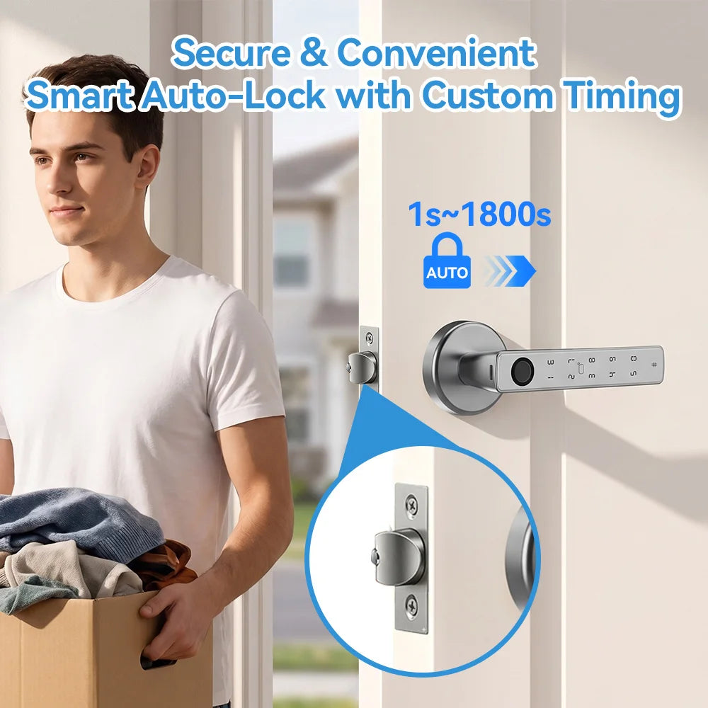 Smart Fingerprint Door Lock Handle 5-in-1 Keyless Entry
