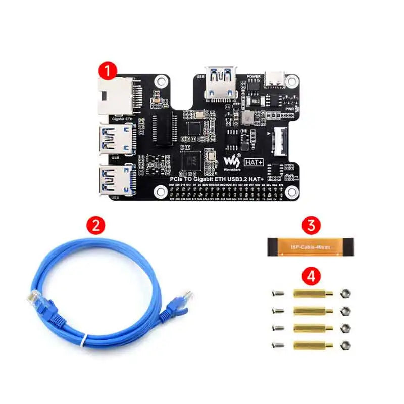 HAT de Raspberry Pi 5 con Ethernet y USB 3.2