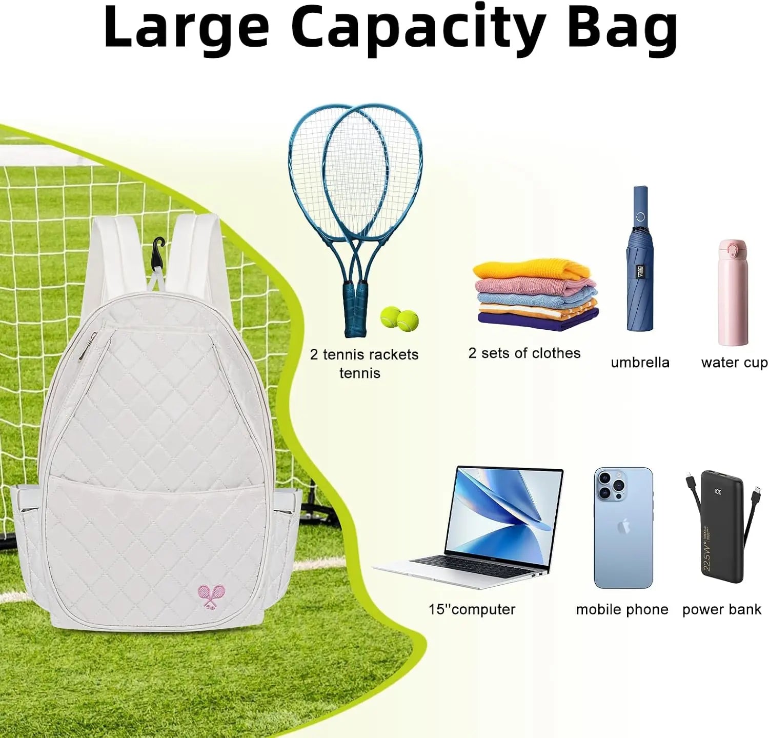 Tennis Backpack with Racket Compartment and Laptop Sleeve