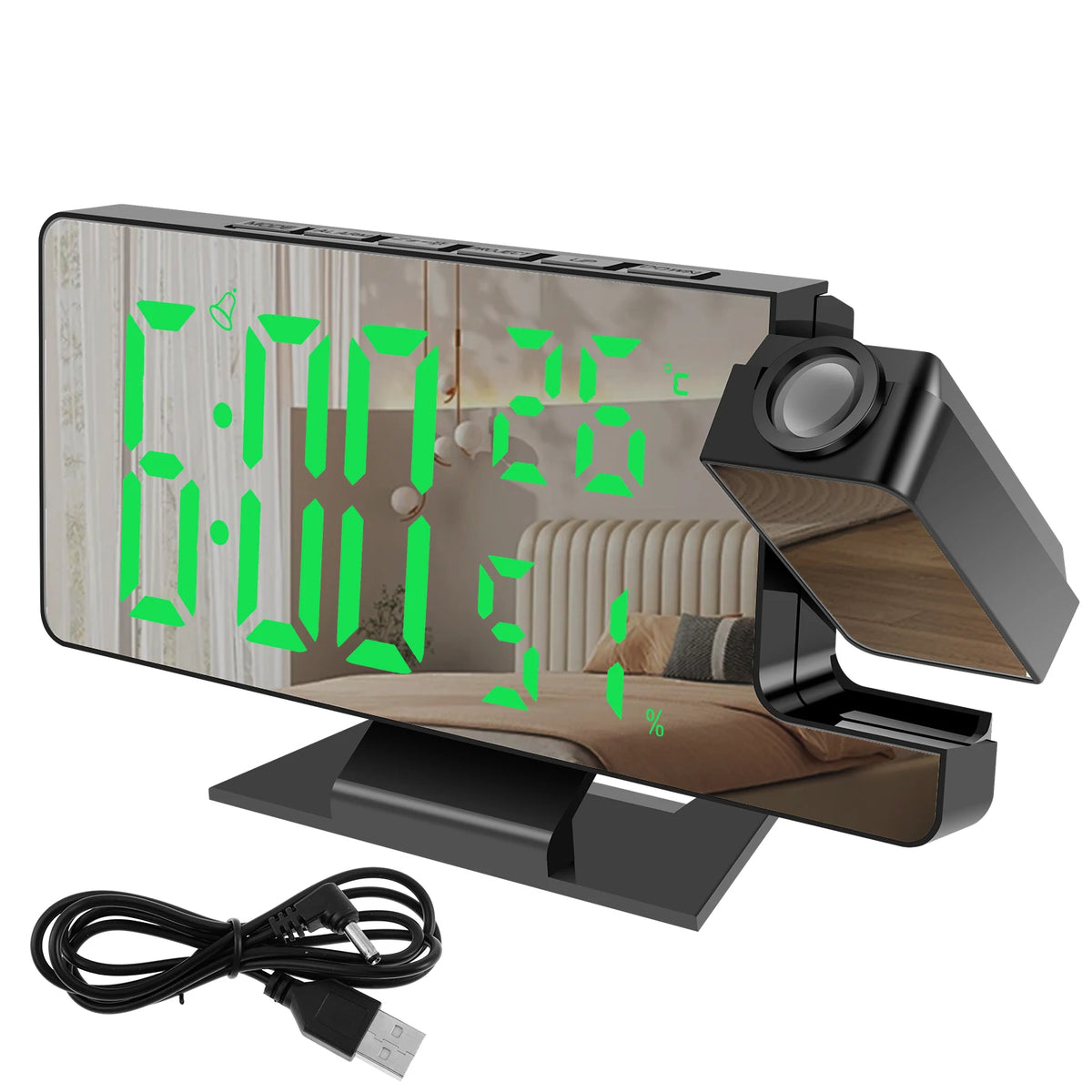 Projection Alarm Clock with Mirror Display