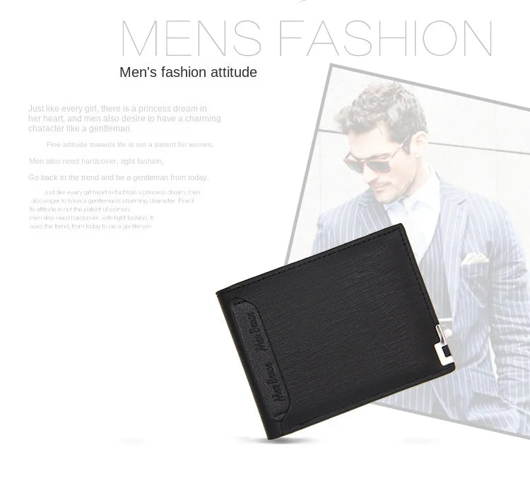 Fashion Casual Men's Short Wallet - Multi-functional Draw Card Holder for Men, Slim Cardholder Bags with Free Shipping