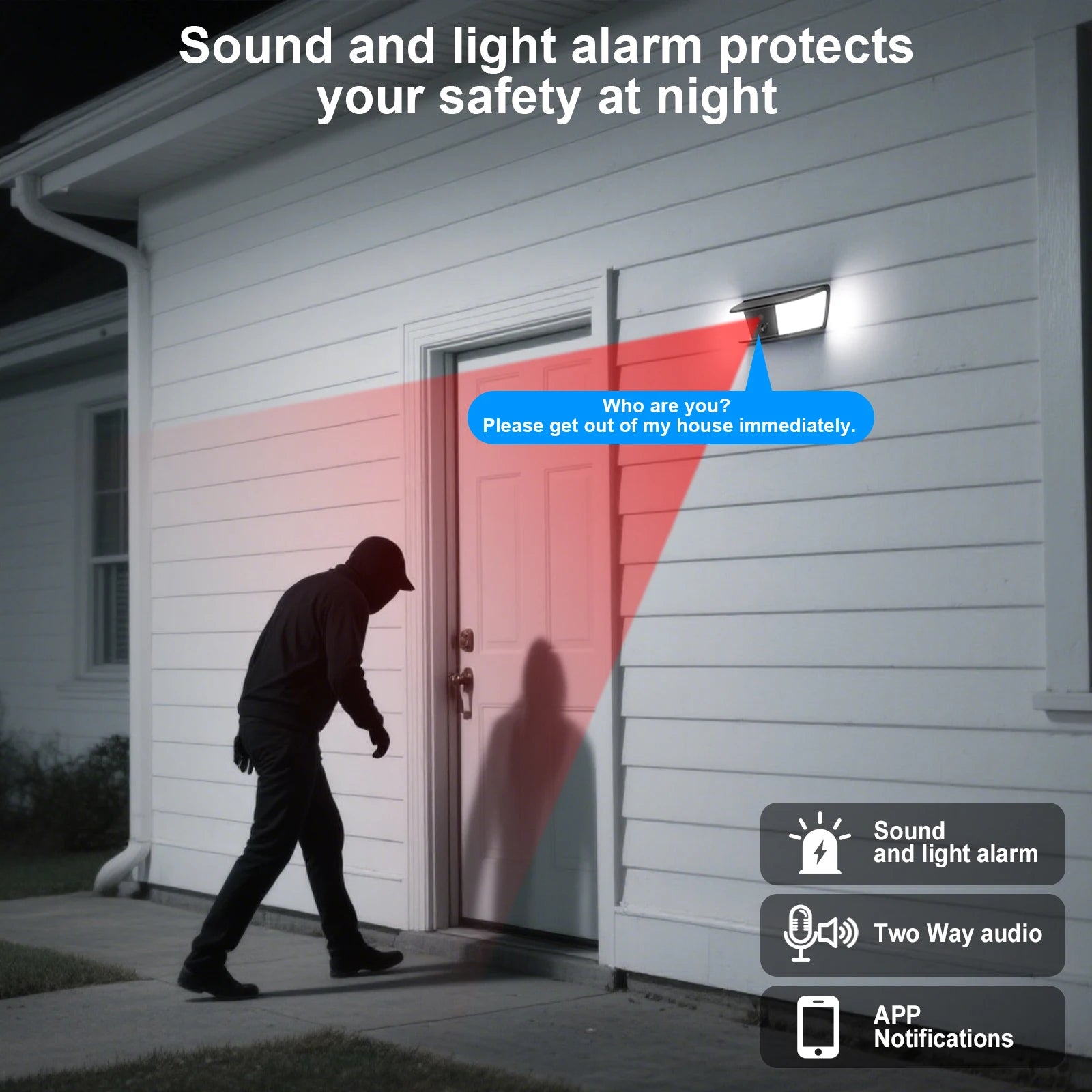 2K Solar Wall Light Camera with Color Night Vision and Human Detection