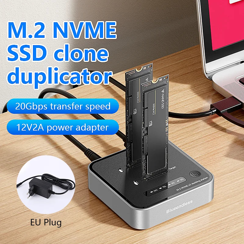 SD08 Dual-Bay M.2 NVMe SSD Dock and Cloner