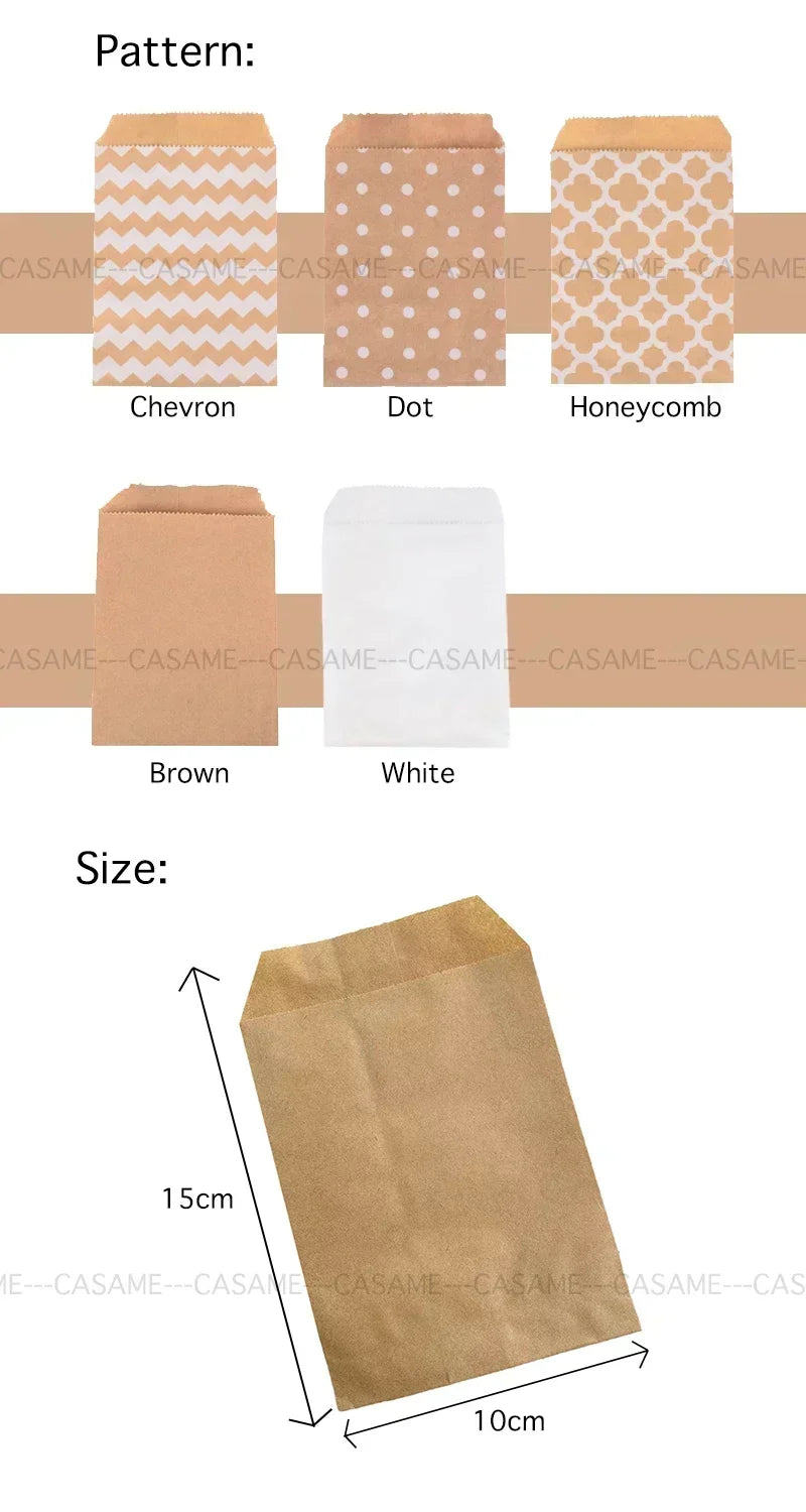 Wave Dot Kraft Paper Candy Bags – 50ks dárkové a balicí sáčky na sladkosti