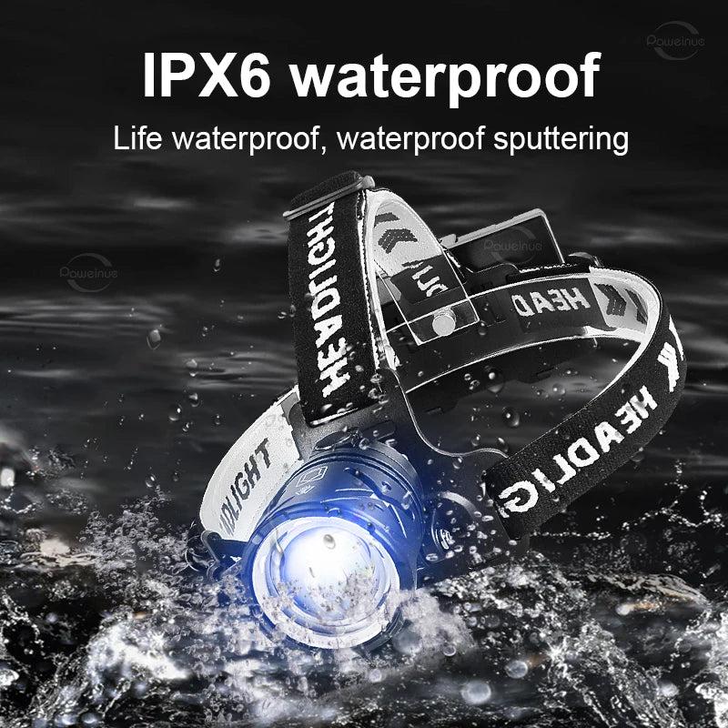 Super Powerful Headlamp High Power Headlights USB Rechargeable Head Lantern Ultra Bright LED Lamp Outdoor Hunting Fishing Lights