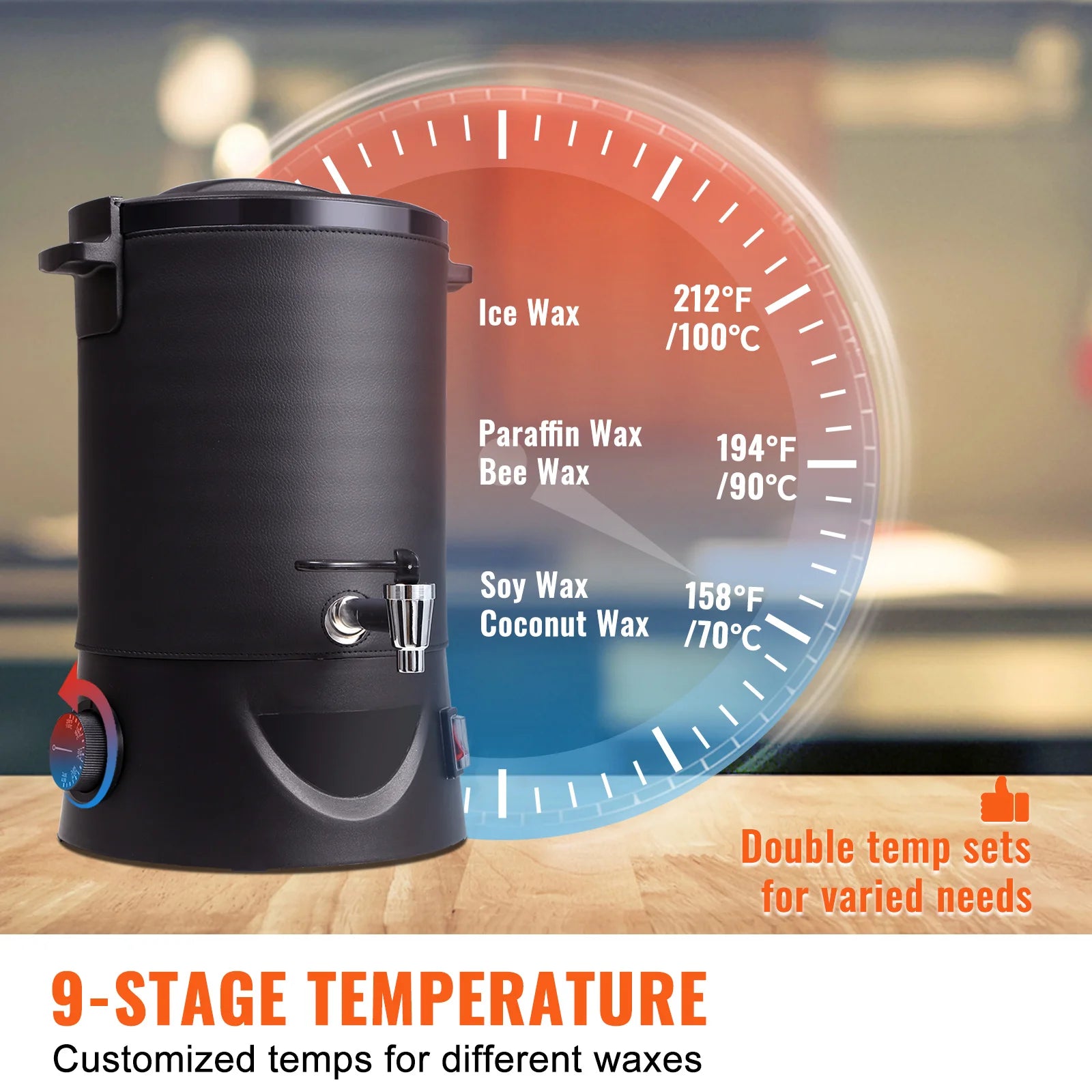 6.5L Wax Melter with Spout & 9-Level Temperature Control