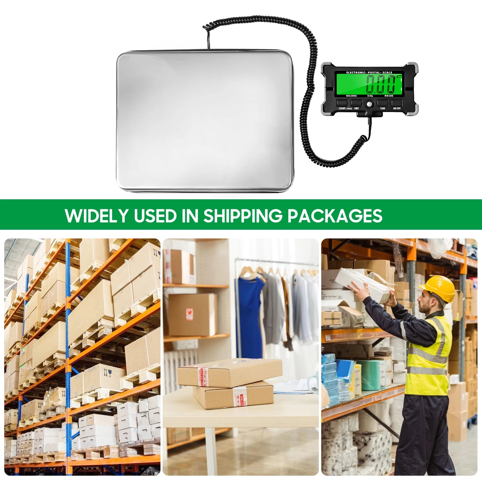 Digital Postal Scale 200kg Capacity with LCD Backlight Display