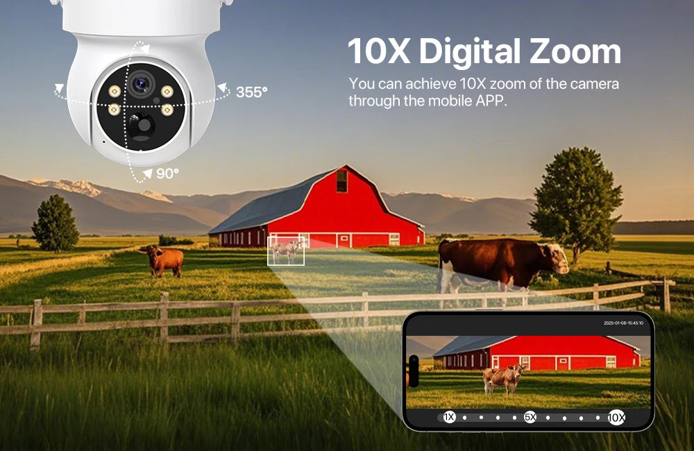 WiFi PTZ Camera Outdoor Wireless 10X Zoom Solar IP Camera 4MP Built-in Battery Video Surveillance Camera Long Time Standby iCsee