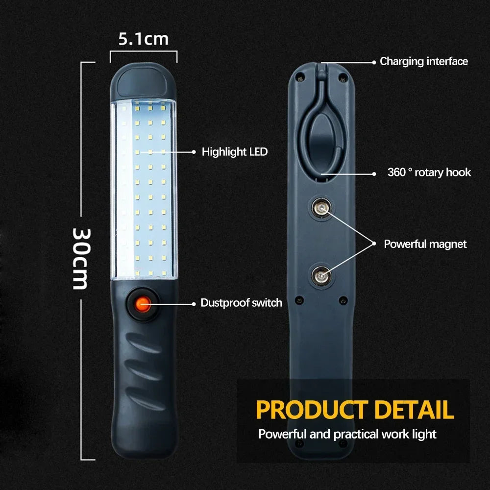 Rechargeable Work Light with Magnetic Base and Hook