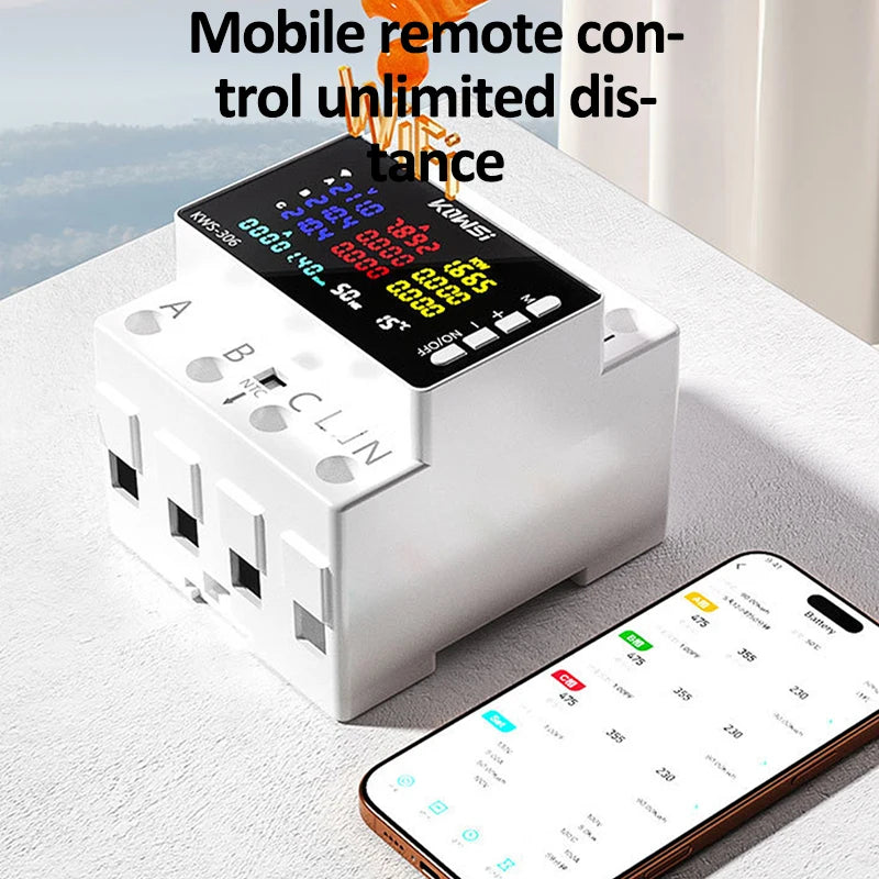 WiFi Güç Enerji Ölçer AC Monitör 3 Faz Koruma ile