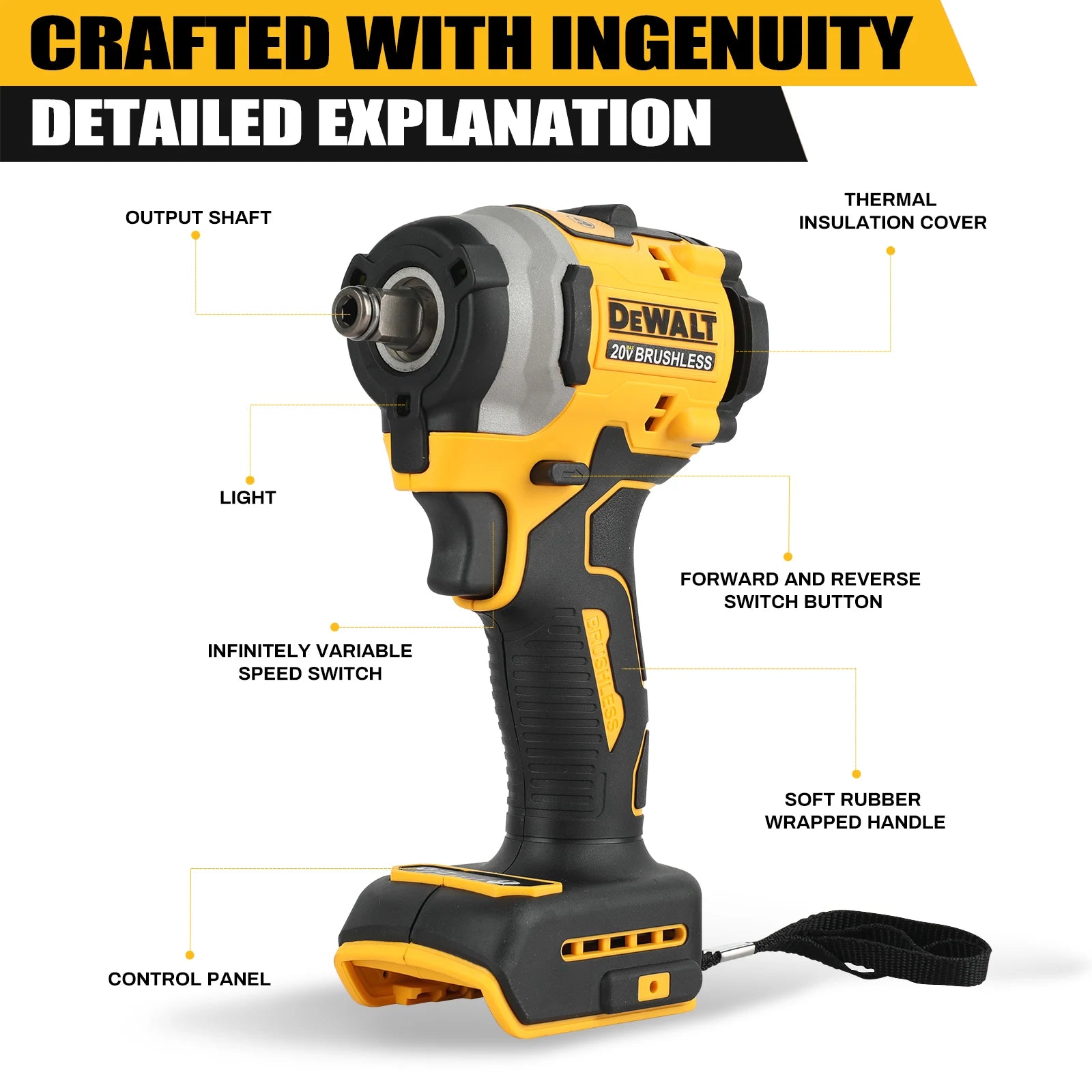20V Brushless Impact Driver, 1/4" Hex 3-Speed Cordless Power Tool