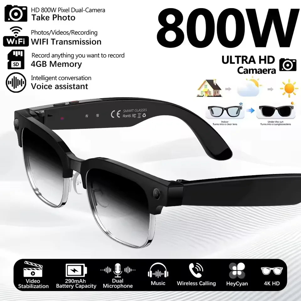 AI Smart Glasses with Camera, Calls, Translation & Audio