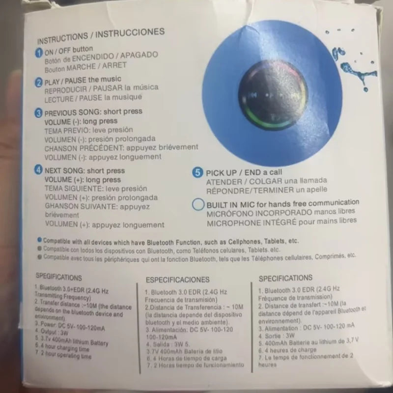 2025 New bathroom waterproof wireless LED suction Cup Mini Bluetooth speaker Portable outdoor sports stereo speakers