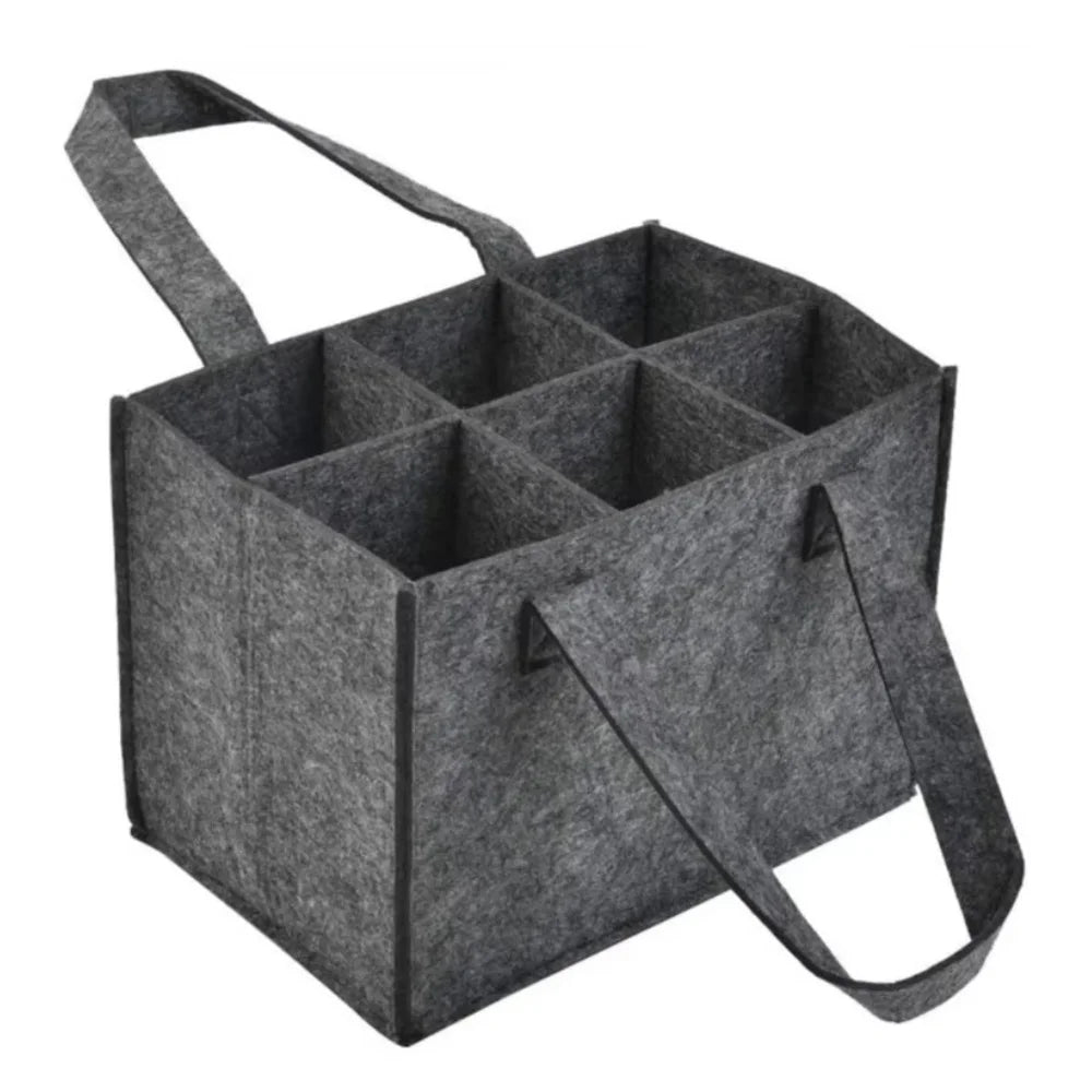 Felt Bottle Carrier with Six Compartments