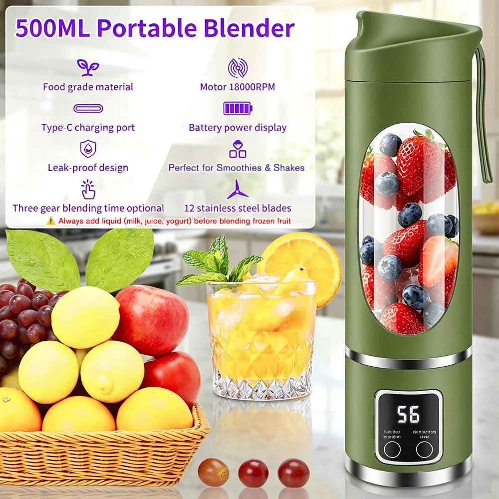 450ml Portable Juicer Blender Cup with 12 Stainless Steel Blades