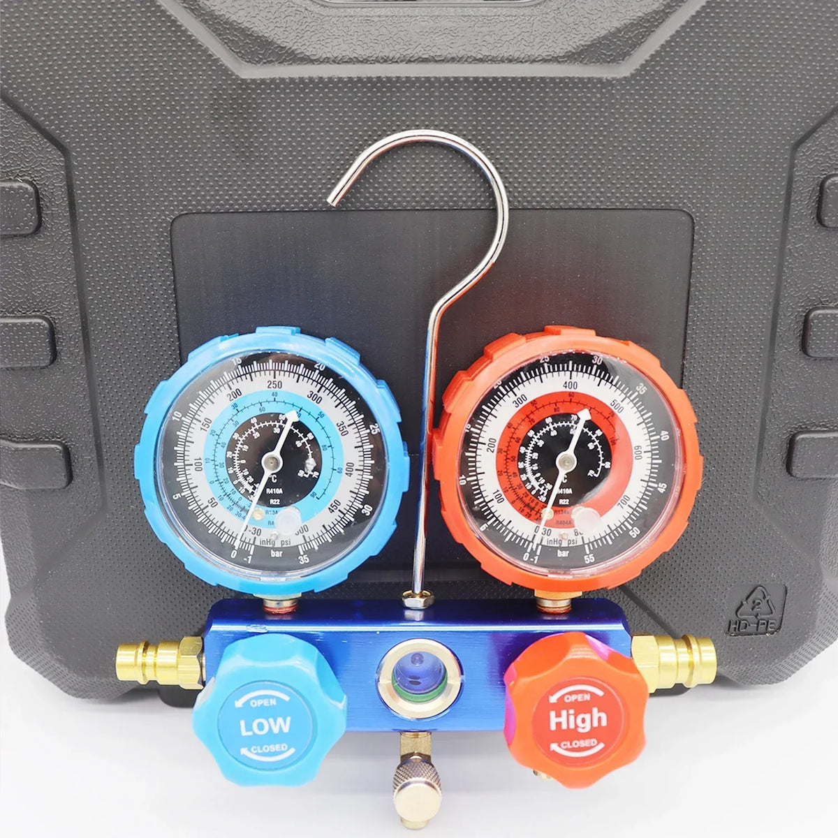 NEW Car Air Conditioning Pressure Manifold Gauge Hose Kit R22 R-410A R-134a R-404A Refrigerant Pressure Gauge Set Storage Box